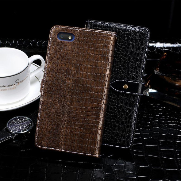 Alcatel 1V (2019) idewei Crocodile Texture Horizontal Flip Leatherette Case with Holder & Card Slots & Wallet(Dark Blue)