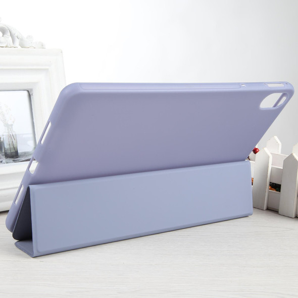 For Huawei MatePad 11 2023 GEBEI 3-folding Holder Shockproof Flip Leatherette Tablet Case(Light Purple)