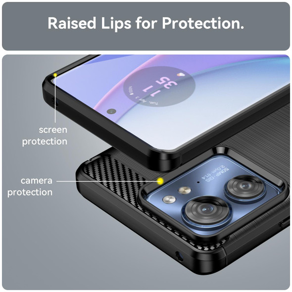 For Motorola Edge 40 Brushed Texture Carbon Fiber TPU Phone Case(Black)