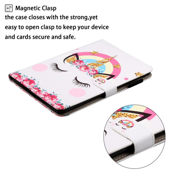 For Galaxy Tab A 8.0 (2019) T290 Cross Texture Painted Horizontal  Leatherette Case with Sleep / Wake-up Function & Card Slot & Holder & Wallet(Crown Unicorn)