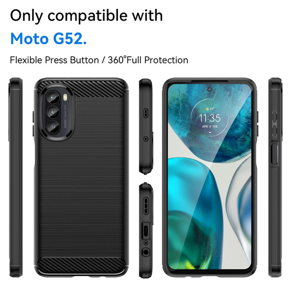 For Motorola Moto G52 Brushed Texture Carbon Fiber TPU Phone Case(Black)