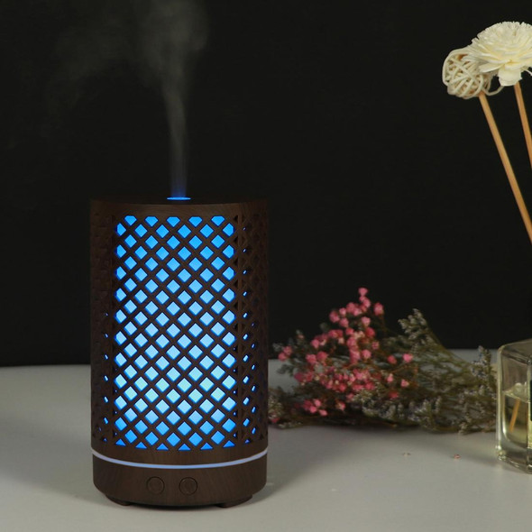 200ml Hollow-out Forest Pattern Wooden Essential Oil Aromatherapy Machine Ultrasonic Humidifier Automatic Alcohol Sprayer, Plug Specification:AU Plug(Dark Brown-1)