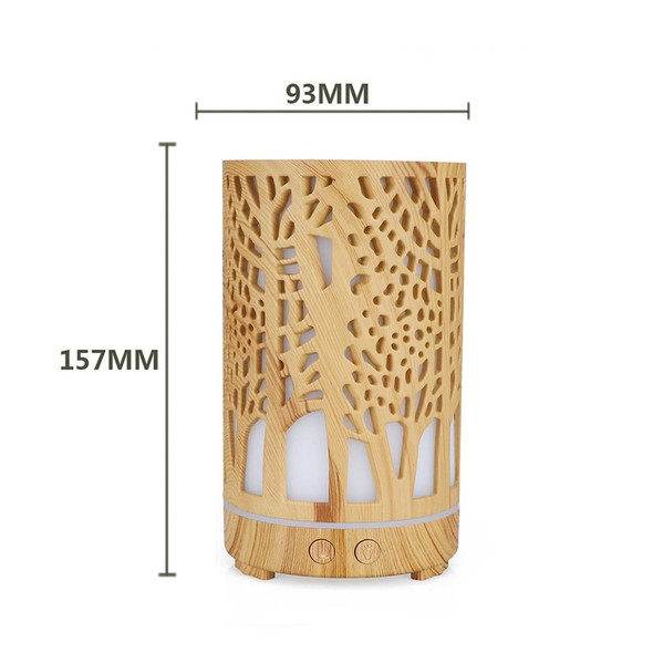 200ml Hollow-out Forest Pattern Wooden Essential Oil Aromatherapy Machine Ultrasonic Humidifier Automatic Alcohol Sprayer, Plug Specification:AU Plug(Light Brown-3)