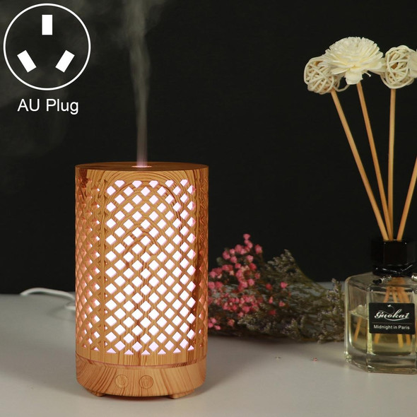 200ml Hollow-out Forest Pattern Wooden Essential Oil Aromatherapy Machine Ultrasonic Humidifier Automatic Alcohol Sprayer, Plug Specification:AU Plug(Light Brown-1)