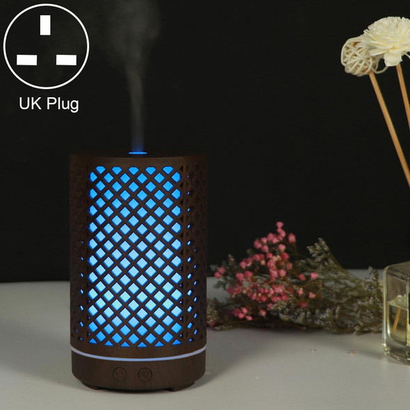 200ml Hollow-out Forest Pattern Wooden Essential Oil Aromatherapy Machine Ultrasonic Humidifier Automatic Alcohol Sprayer, Plug Specification:UK Plug(Dark Brown-1)