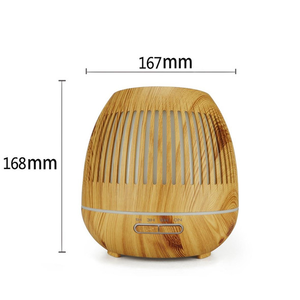 400ml Hollow-out LED Humidifier Wood Grain Air Purifier Aromatherapy Machine Automatic Alcohol Sprayer with Colorful LED Light, Plug Specification:UK Plug(Light Brown)