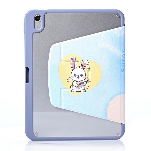 For iPad 10.2 2021 / 2020 / 10.5 3-Fold 360 Rotation Painted Leatherette Smart Tablet Case(Bunny)