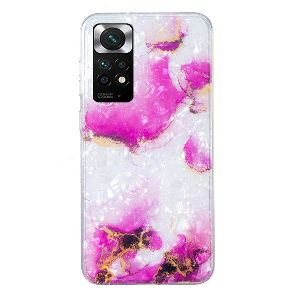 For Xiaomi Redmi Note 11 4G/Note 11 Global IMD Shell Pattern TPU Phone Case(Red Marble)