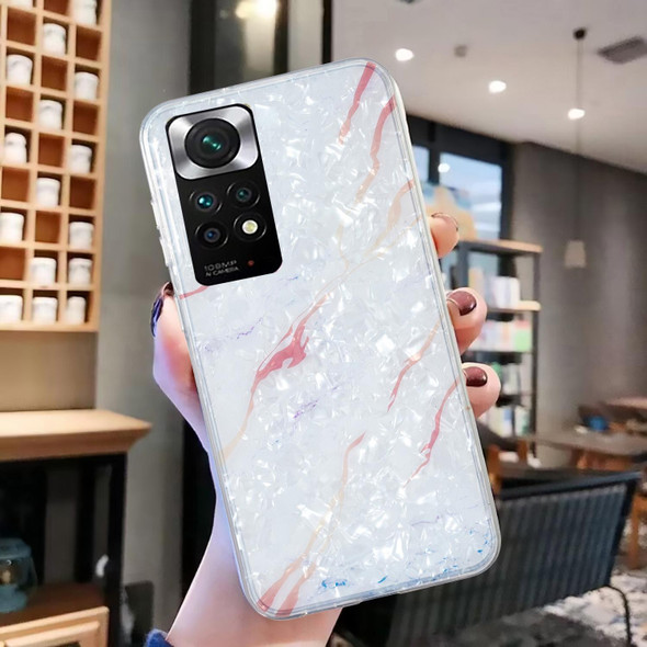 For Xiaomi Redmi Note 11 4G/Note 11 Global IMD Shell Pattern TPU Phone Case(White Marble)