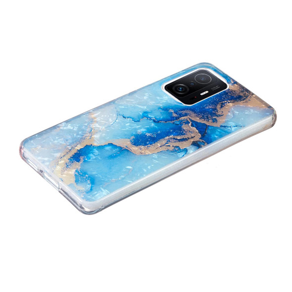 For Xiaomi 11T / 11T Pro IMD Shell Pattern TPU Phone Case(Blue Gold Marble)