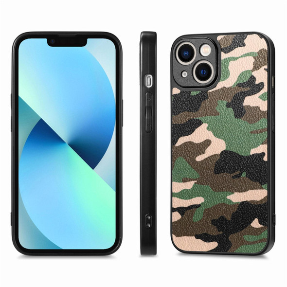 For iPhone 13 mini Camouflage Leatherette Back Cover Phone Case(Green)