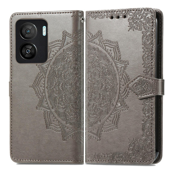 For vivo iQOO Z7 Mandala Flower Embossed Leatherette Phone Case(Gray)