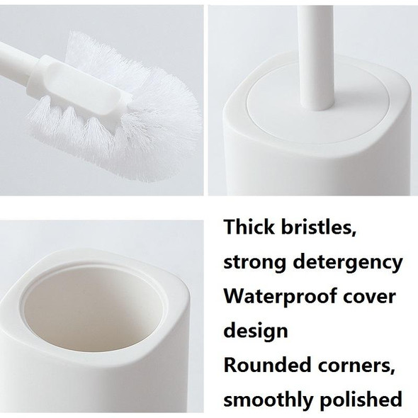 Toilet Brush With Base Household Toilet Long-Handled Soft-Bristled Toilet Cleaning Brush Set(White)