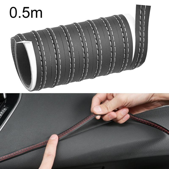 0.5m Car Center Console Interior Modification Leatherette Gap Strip(Black Beige)