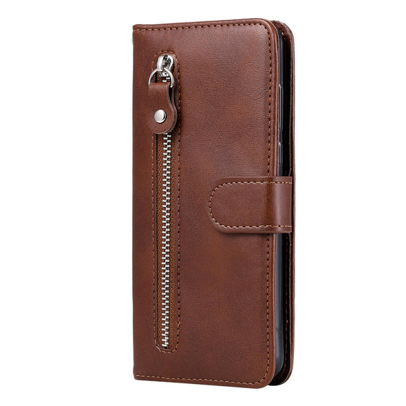 Fashion Calf Texture Zipper Horizontal Flip Leatherette Case with Stand & Card Slots & Wallet Function - iPhone 13 mini(Brown)