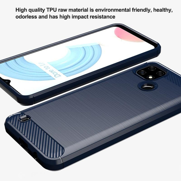 For Realme C21 Brushed Texture Carbon Fiber TPU Phone Case(Blue)