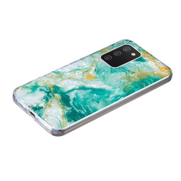 For Samsung Galaxy A03s EU Version IMD Shell Pattern TPU Phone Case(Green Marble)