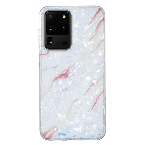 For Samsung Galaxy S20 Ultra IMD Shell Pattern TPU Phone Case(White Marble)