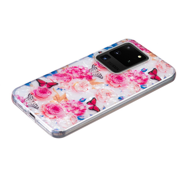 For Samsung Galaxy S20 Ultra IMD Shell Pattern TPU Phone Case(Butterfly Flower)