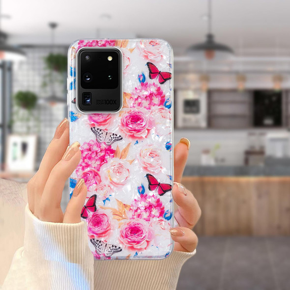 For Samsung Galaxy S20 Ultra IMD Shell Pattern TPU Phone Case(Butterfly Flower)
