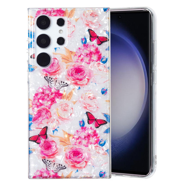 For Samsung Galaxy S23 Ultra 5G IMD Shell Pattern TPU Phone Case(Butterfly Flower)