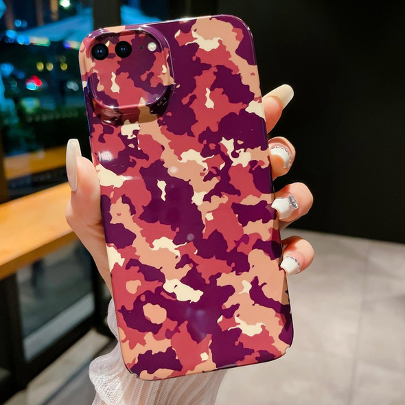 For iPhone 8 Plus / 7 Plus Precise Hole Camouflage Pattern PC Phone Case(Purple Brown)