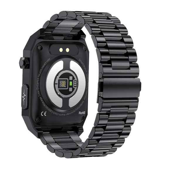 E530 1.91 inch IP68 Waterproof Steel Band Smart Watch Supports ECG / Non-invasive Blood Sugar(Black)