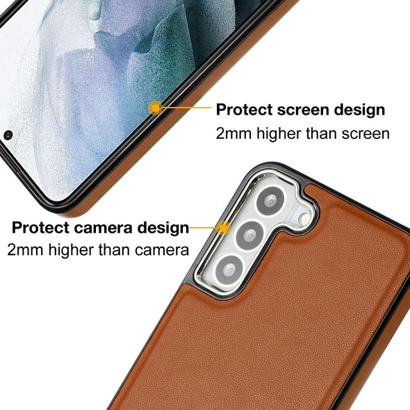 For Samsung Galaxy S22 5G Leatherette Texture Full Coverage Phone Case(Brown)