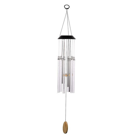 Outdoor Solar Colorful Gradient Rotating Wind Chime Garden Decorative Light(Acrylic Stick + Wooden Sign)