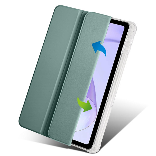 For OPPO Pad Air 10.36 2022 3-folding Transparent TPU Smart Leatherette Tablet Case with Pen Slot(Green)