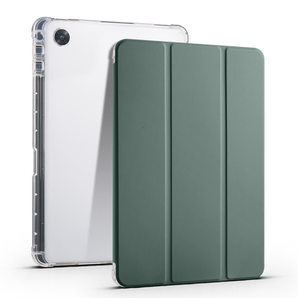 For OPPO Pad Air 10.36 2022 3-folding Transparent TPU Smart Leatherette Tablet Case with Pen Slot(Green)