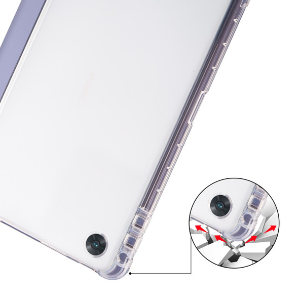 For OPPO Pad Air 10.36 2022 3-folding Transparent TPU Smart Leatherette Tablet Case with Pen Slot(Purple)