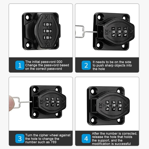 Stick Nail Dual Use Free Punch Cabinet Door Combination Lock Anti-Theft Drawer Lock, Style: Two Hole 3 inch Black