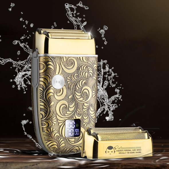 Men Electric Shaver Full Metal Body Reciprocating Shaver(Gold+Knife Net)