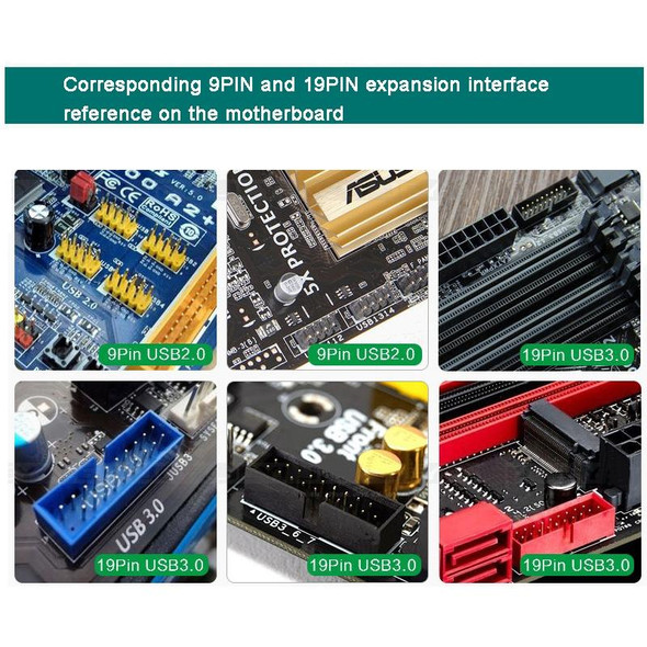9 Pin USB Header Female 1 To 2 Male Board 9-Pin USB 2.0 HUB Connector Adapter
