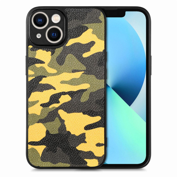 For iPhone 13 mini Camouflage Leatherette Back Cover Phone Case(Yellow)