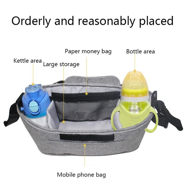 Stroller Storage Hanging Bag Multifunctional Large Capacity Stroller Bag(Linen Powder )