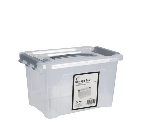 Storage Box Clear/Grey 9L 32.5x22x18cm