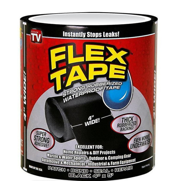 Black 4-Inch Rubberized Waterproof Flex Seal Tape for Repairs