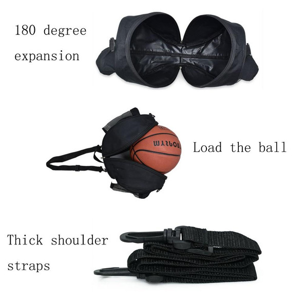 One-shoulder Two-way Opening Zipper Basketball Volleyball Football Bag Sports Ball Bag(Red)