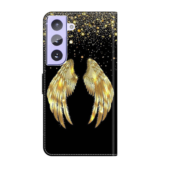 For Samsung Galaxy S21+ Crystal 3D Shockproof Protective Leatherette Phone Case(Golden Wings)