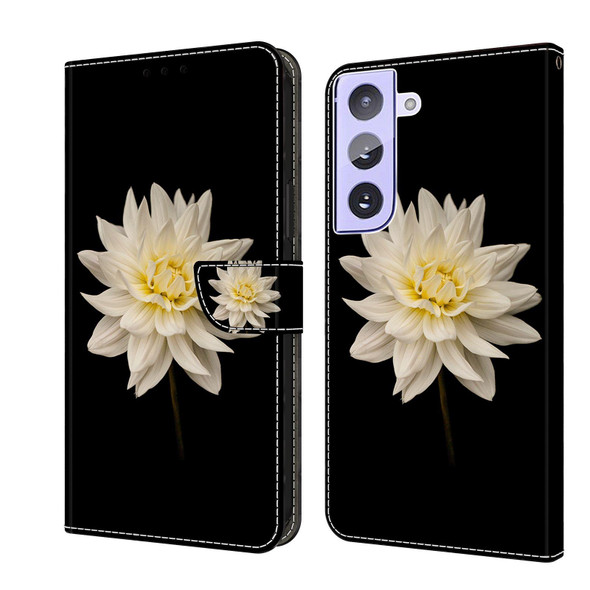 For Samsung Galaxy S21+ Crystal 3D Shockproof Protective Leatherette Phone Case(White Flower)