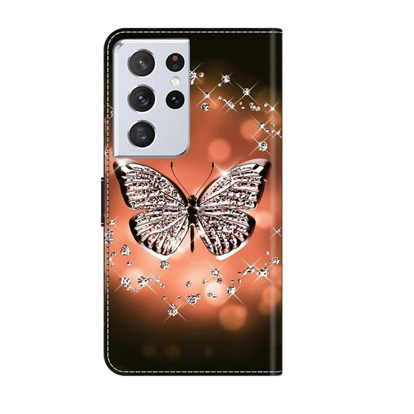 For Samsung Galaxy S21 Ultra Crystal 3D Shockproof Protective Leatherette Phone Case(Crystal Butterfly)