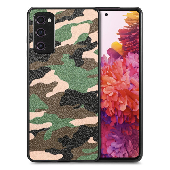 For Samsung Galaxy S20 FE Camouflage Leatherette Back Cover Phone Case(Green)