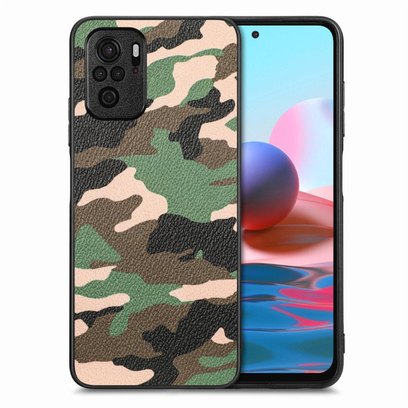 For Redmi Note 10 Camouflage Leatherette Back Cover Phone Case(Green)