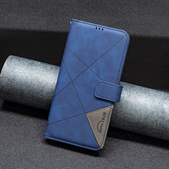 For Realme C53 Magnetic Buckle Rhombus Texture Leatherette Phone Case(Blue)