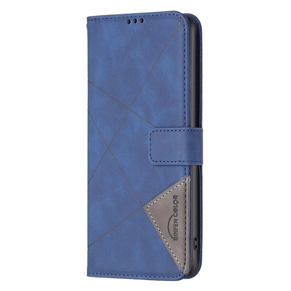 For Realme C53 Magnetic Buckle Rhombus Texture Leatherette Phone Case(Blue)