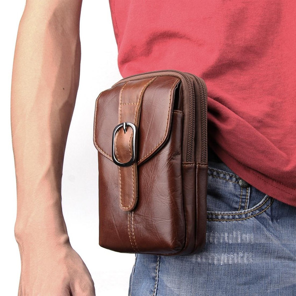 6.3 inch and Below Universal Crazy Horse Texture Genuine Leatherette Men Vertical Style Case Waist Bag with Belt Hole for Sony, Huawei, Meizu, Lenovo, ASUS, Cubot, Oneplus, Xiaomi, Ulefone, Letv, DOOGEE, Vkworld, and other Smartphones(Brown)