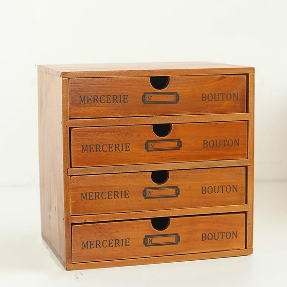 Four Pumping  Retro Wooden Drawer Storage Cabinet Desk