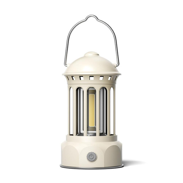 Rechargeable COB Portable Outdoor Camping Lamp Atmosphere Tent Lamp Retro Lamp, Size: Small Beige
